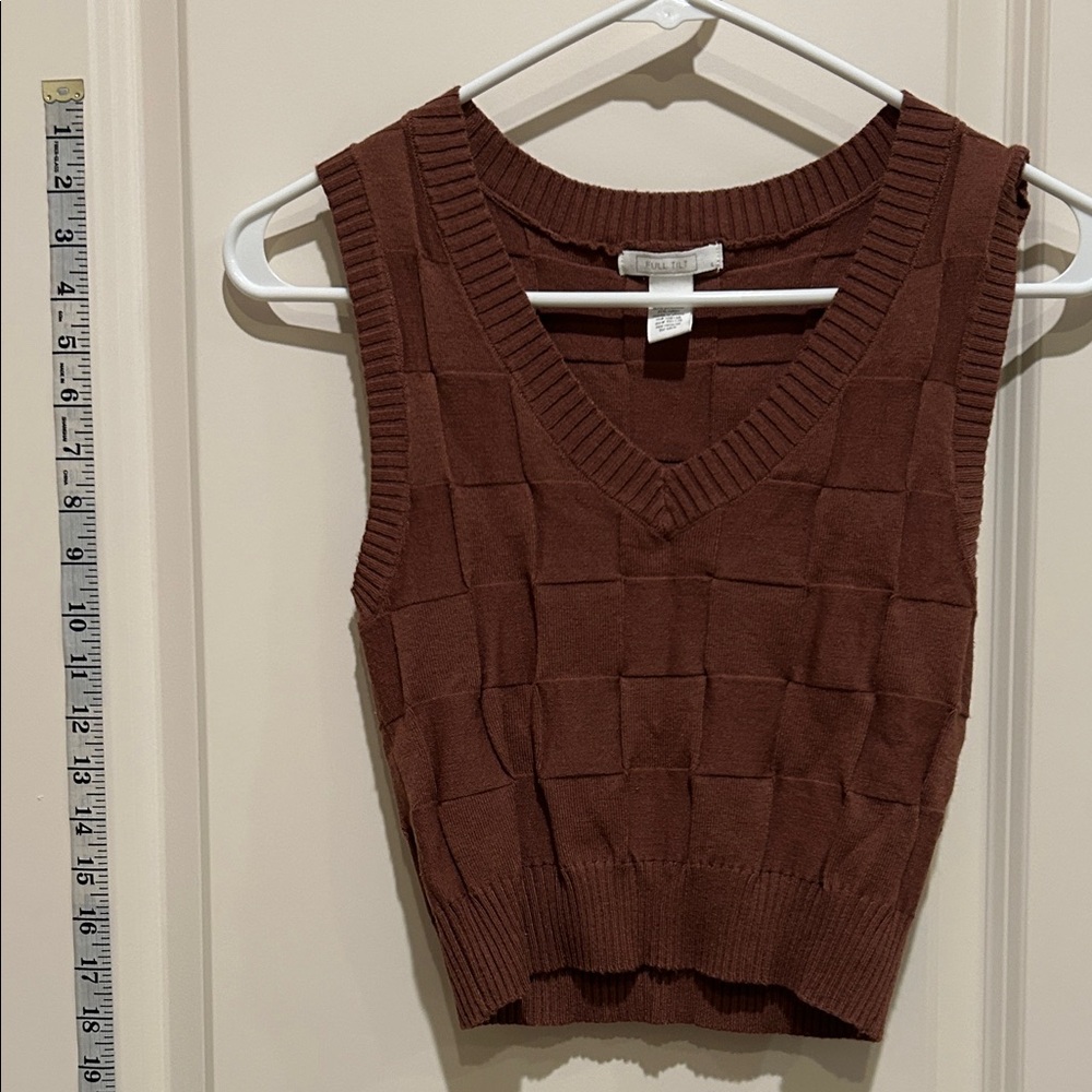 Full Tilt Brown Knit Sweater Vest